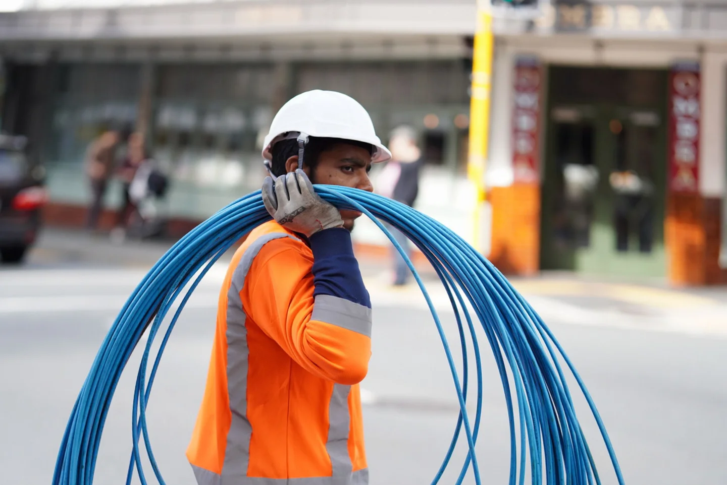 Fibre maintenance technician working on a network