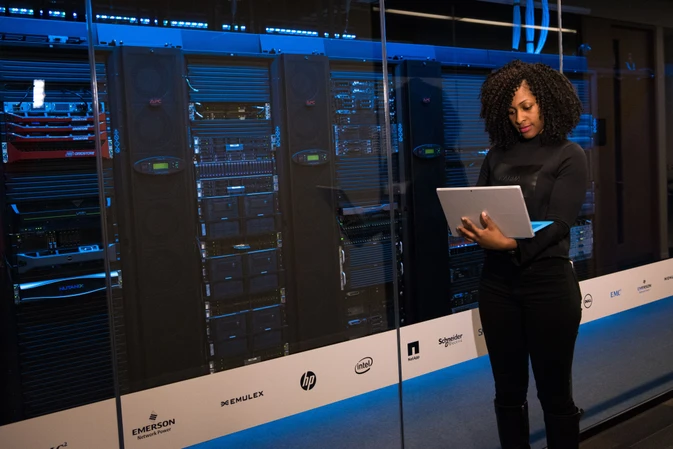 Engineer working in a data centre