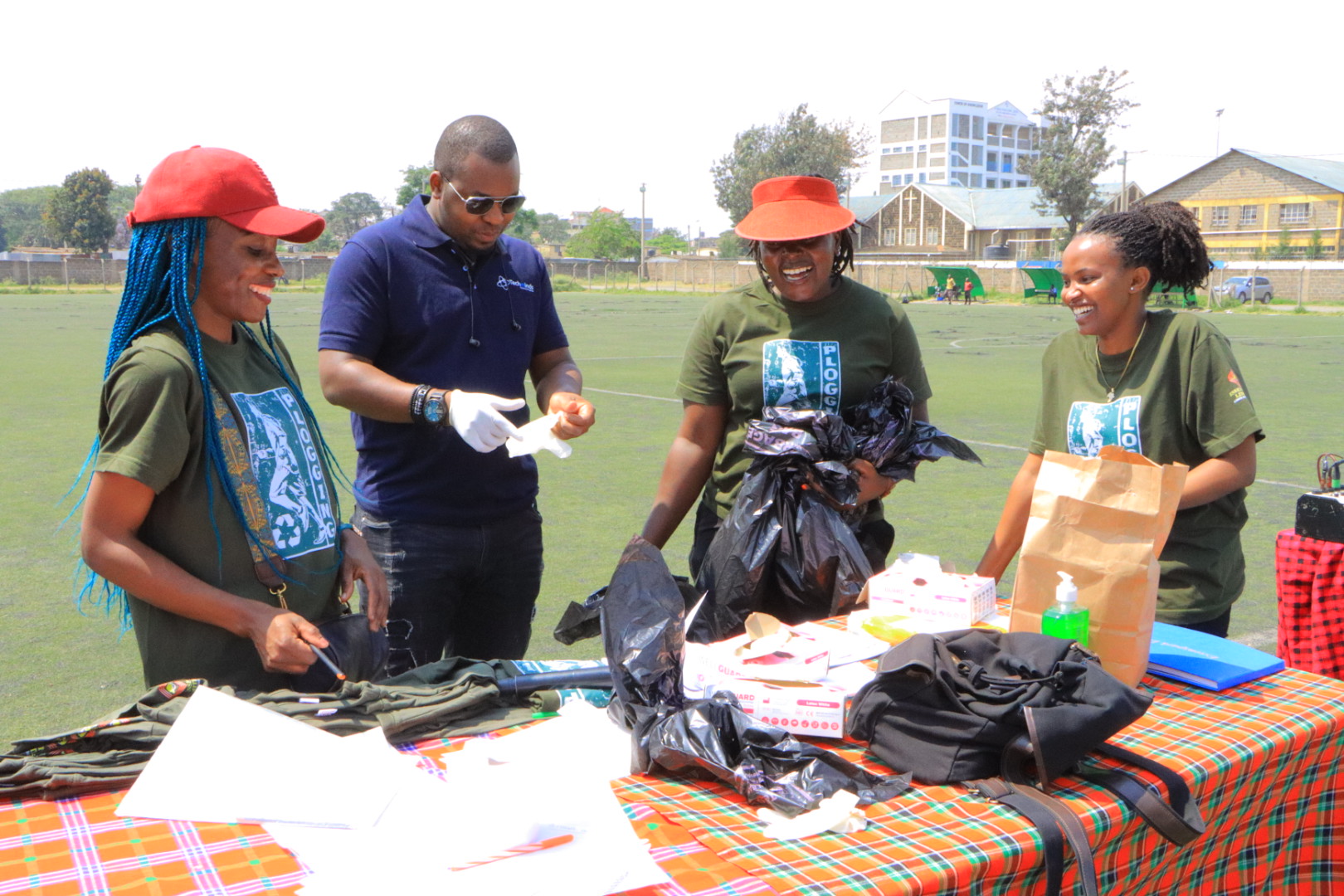 Volunteers sorting donated items